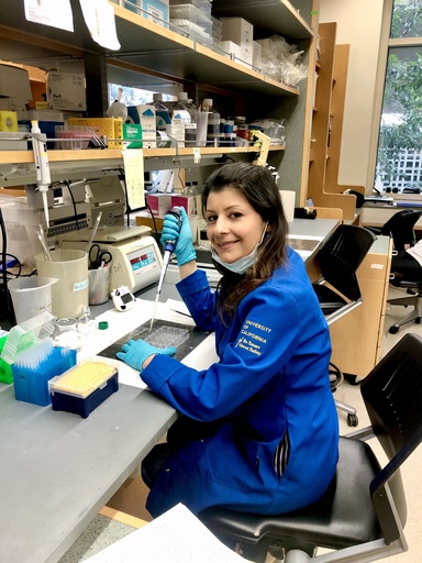 Khosravi in the lab at the University of California